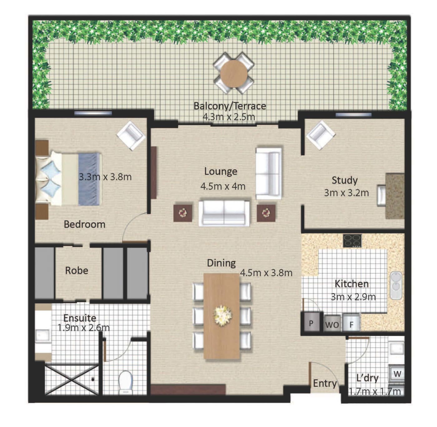 One Bedroom + Study Apartments North Lakes Levande